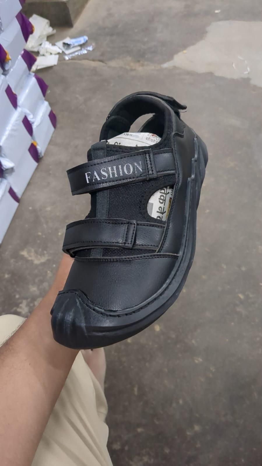 Men’s Casual Daily wear Sandals – Black, Comfortable EVA Sole, Synthetic Upper
