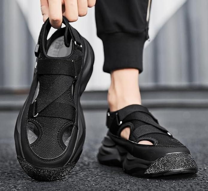 Men’s Closed Toe Breathable Sandals – Casual Synthetic Upper with Durable Rubber Sole