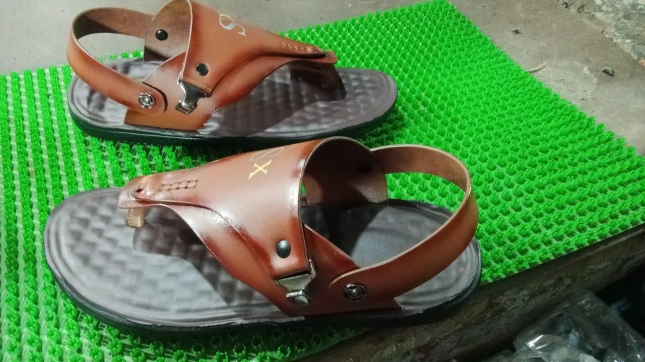 Men’s Casual PU Leather Sandals – Black/Brown Comfortable Dailywear with Synthetic Sole