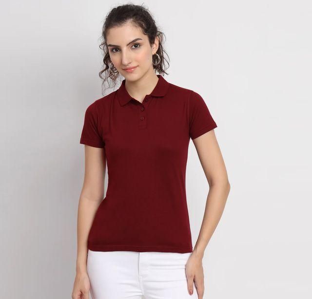 Ketex Red Cotton Blend Polo Neck T-shirt