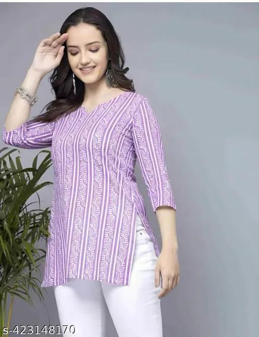 Women’s Purple Rayon Crop Top | Stylish Western Wear Casual & Party Top