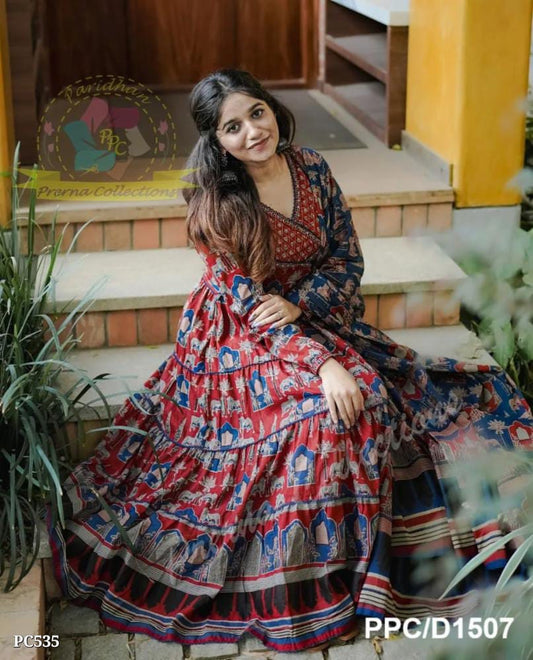 Beautiful Anarkali Kurta Set – Ajrakh Print | Pink City Collection