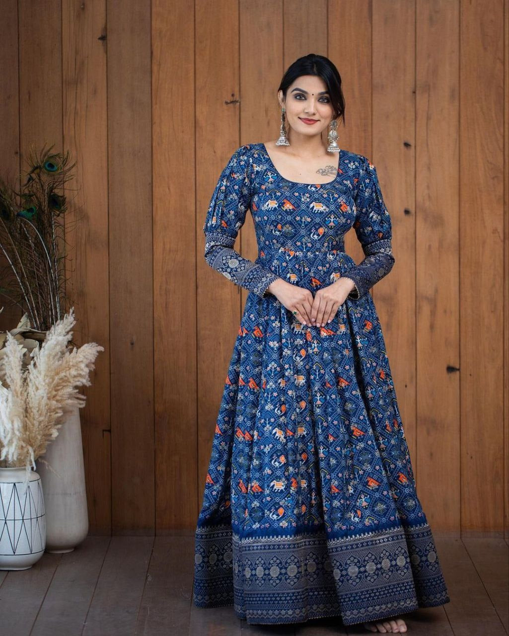 Women’s Printed Georgette Gown – Stylish Fancy Party Wear for Wedding & Festive Functions