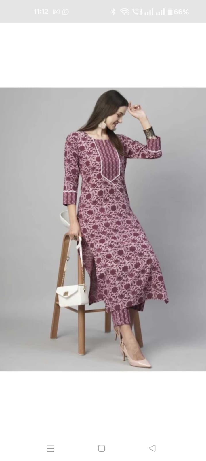Women’s Floral Printed Cotton Kurta with Pant – 2 Piece Ethnic Wear Set