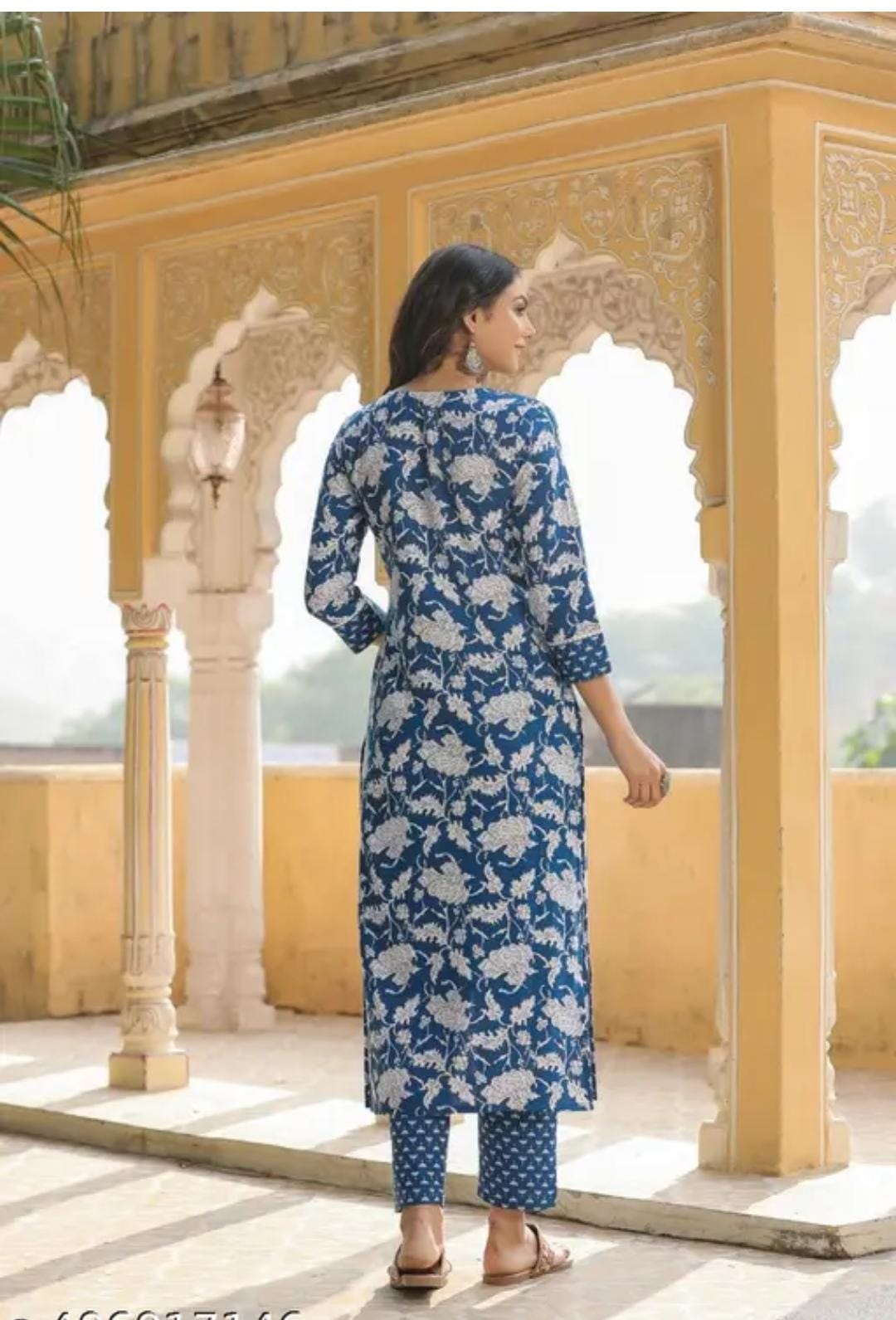 Women’s Floral Kurta Set – Round Neck, Stylish Ethnic Wear Without Dupatta
