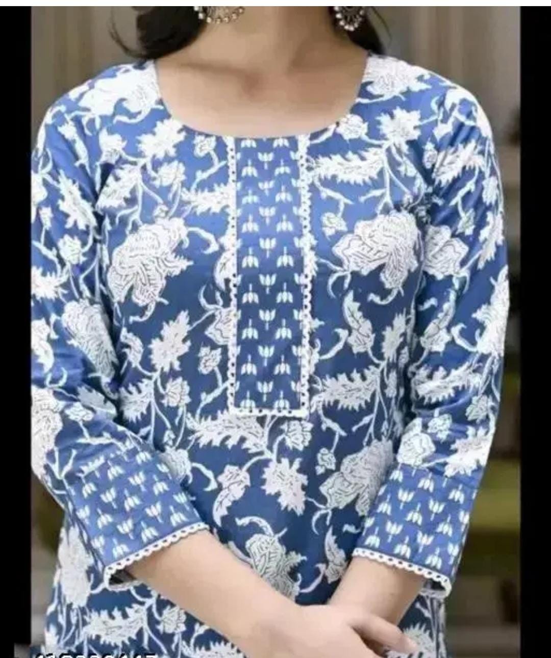 Women’s Floral Kurta Set – Round Neck, Stylish Ethnic Wear Without Dupatta
