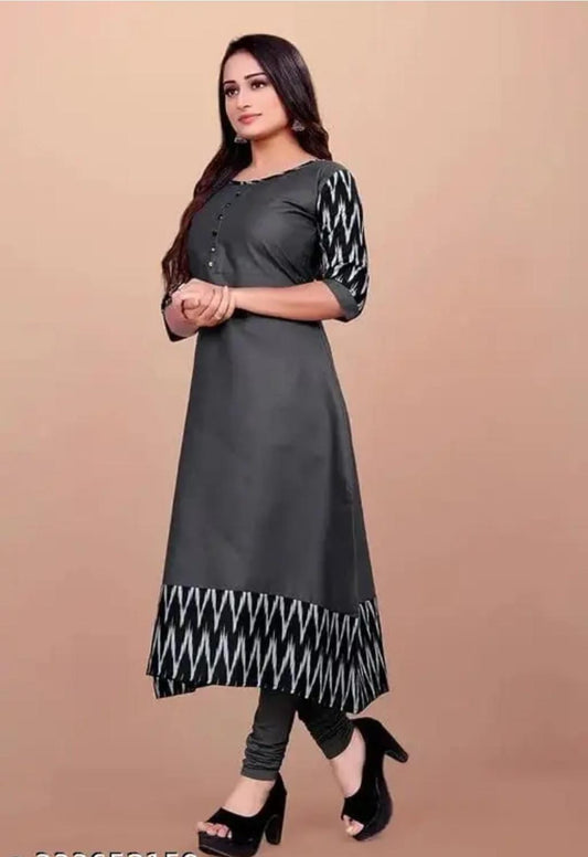 Women’s Solid Grey Cotton Gown – Elegant Casual & Festive Wear Dress