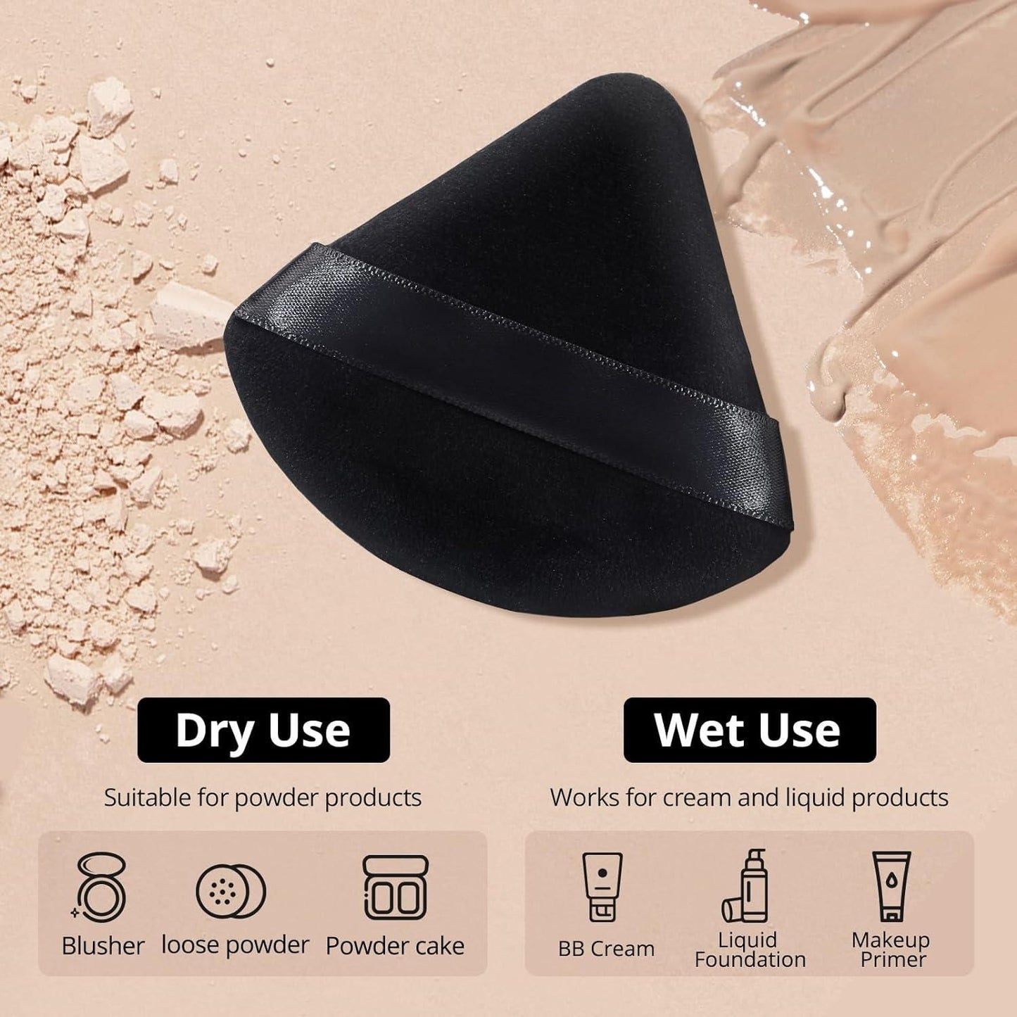 Triangle Powder Puff for Face Makeup – Loose Powder Applicator (Pack of 1)