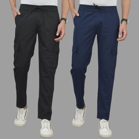 Men’s Cotton Satin Joggers with 5 Utility Pockets | Stylish & Comfortable Cargo Pants | Men Cargos Pack of 2