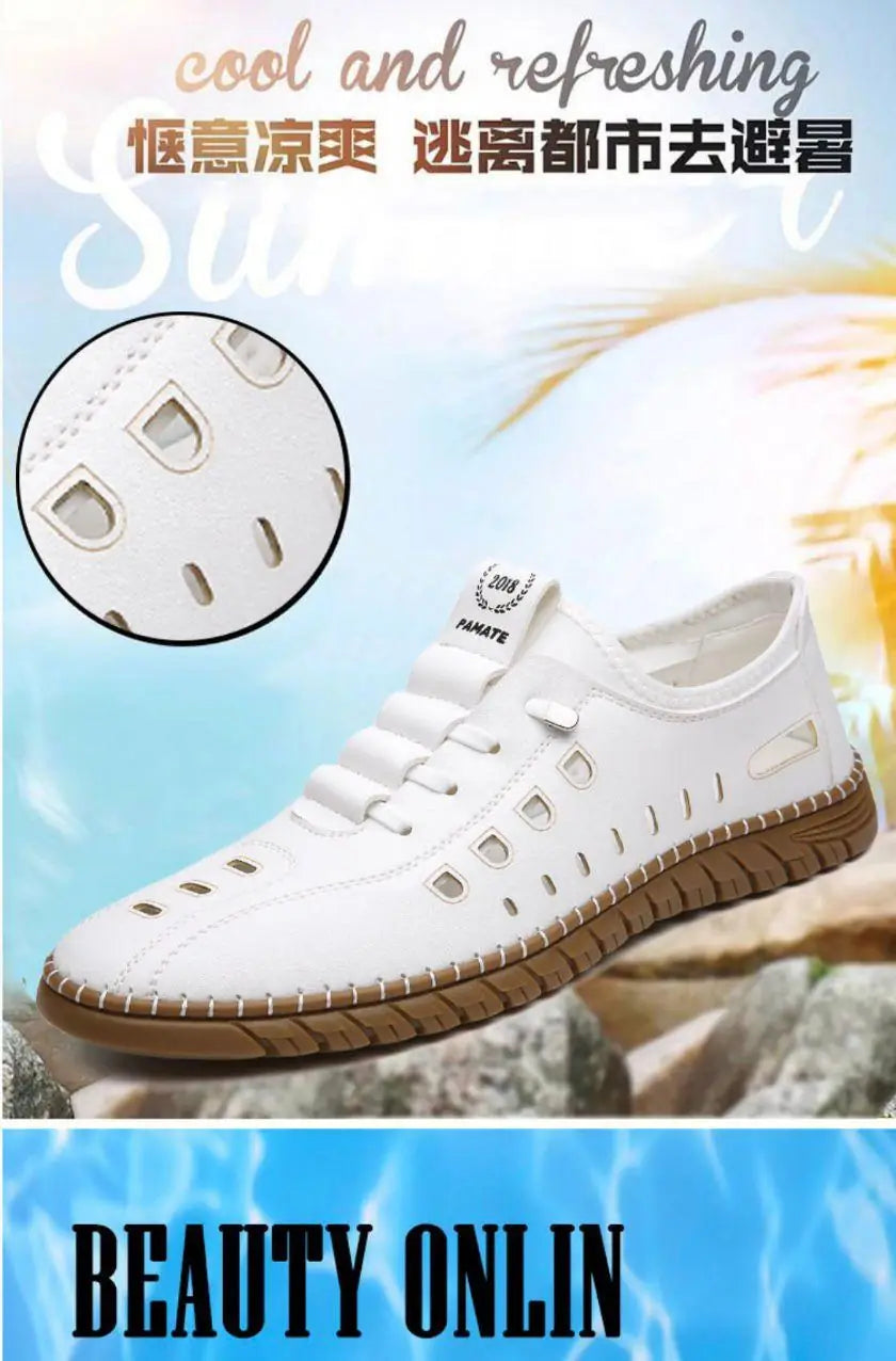 Men’s White Laser Cut Casual Shoes – Stylish & Comfortable Footwear