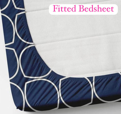 Super Soft Glace Cotton Elastic Fitted Double Bed Bedsheet with 2 Pillow Covers – 72x78x8, Durable & Easy Wash
