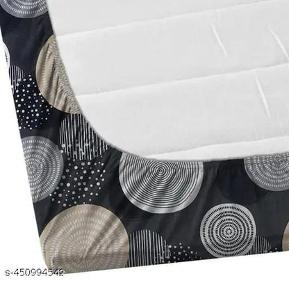 Super Soft Glace Cotton Elastic Fitted Double Bed Bedsheet with 2 Pillow Covers – 72x78x8, Durable & Easy Wash