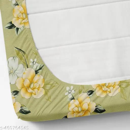 Super Soft Glace Cotton Elastic Fitted Double Bed Bedsheet with 2 Pillow Covers – 72x78x8, Durable & Easy Wash