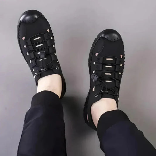 Men’s Black Casual Sandals – Comfortable Flexible Footwear