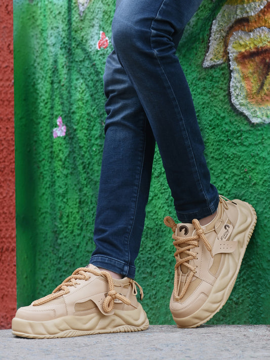 Men’s Tan Sport Shoes – Flexible Lightweight Design with Cushioned Foam Insole