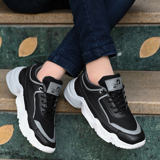Men’s Grey Stylish Sport Shoes – Flexible Lightweight Design with Cushioned Foam Insole