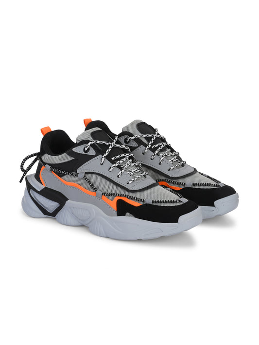 Men’s Grey Sports Shoes – Flexible Lightweight Design with Cushioned Foam Insole