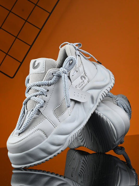 Men’s Grey Sport Shoes – Flexible Lightweight Design with Cushioned Foam Insole