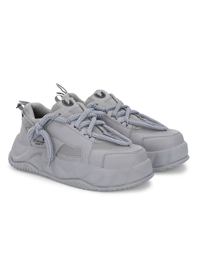 Men’s Grey Sport Shoes – Flexible Lightweight Design with Cushioned Foam Insole