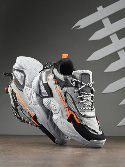 Men’s Grey Sports Shoes – Flexible Lightweight Design with Cushioned Foam Insole