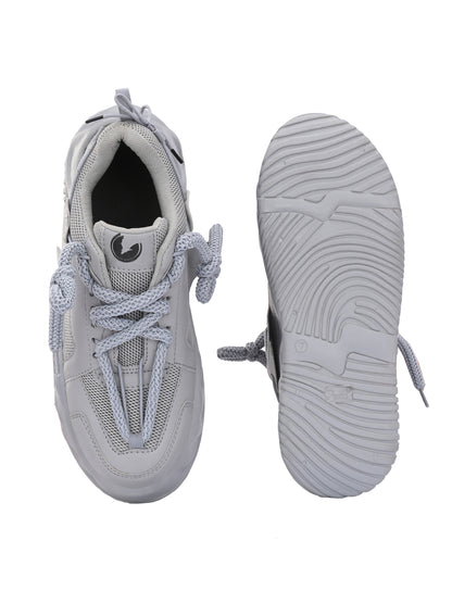 Men’s Grey Sport Shoes – Flexible Lightweight Design with Cushioned Foam Insole