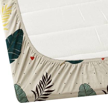 Super Soft Glace Cotton Elastic Fitted Double Bed Bedsheet with 2 Pillow Covers – 72x78x8, Durable & Easy Wash