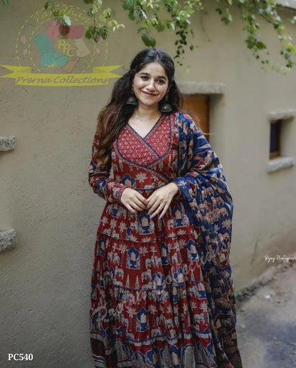 Beautiful Anarkali Kurta Set – Ajrakh Print | Pink City Collection