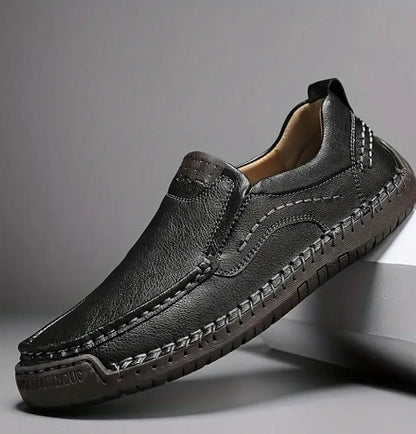 Men’s Stitching Breathable Slip-On Shoes – Anti-Skid Casual Footwear in Black/Brown