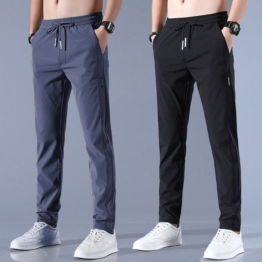 Men’s 2-Pack Lycra Track Pants – Multicolor, Comfortable Casual Wear with Drawstring
