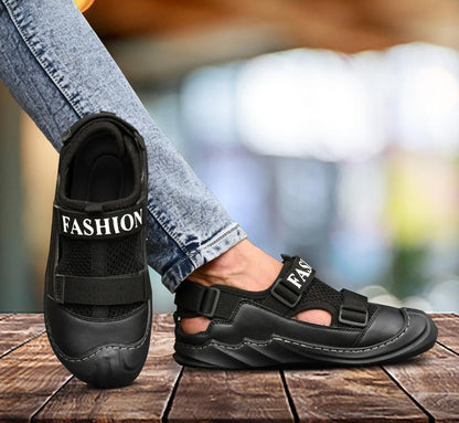Men’s Casual Daily wear Sandals – Black, Comfortable EVA Sole, Synthetic Upper