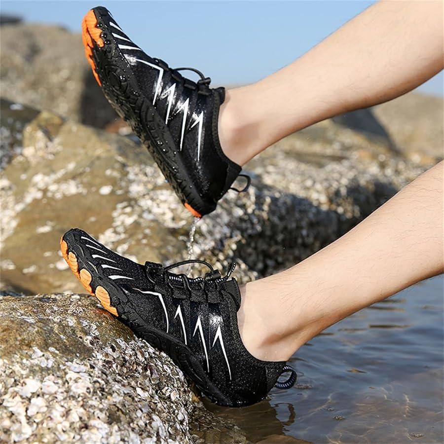 Men’s Non-Slip Barefoot Shoes – Black Mesh Casual Lace-Up Shoes, Lightweight & Comfortable