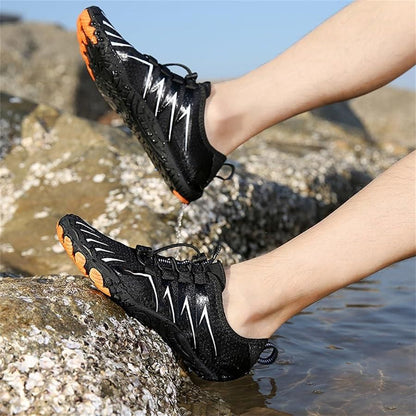 Men’s Non-Slip Barefoot Shoes – Black Mesh Casual Lace-Up Shoes, Lightweight & Comfortable
