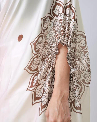 Satin Silk Printed Kaftan Saree with Unstitched Blouse – 5.5m Elegant Women’s Saree