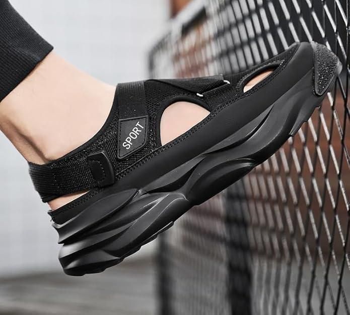 Men’s Closed Toe Breathable Sandals – Casual Synthetic Upper with Durable Rubber Sole