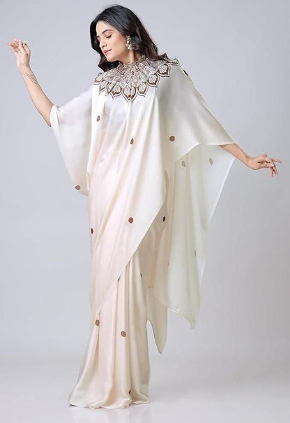 Satin Silk Printed Kaftan Saree with Unstitched Blouse – 5.5m Elegant Women’s Saree