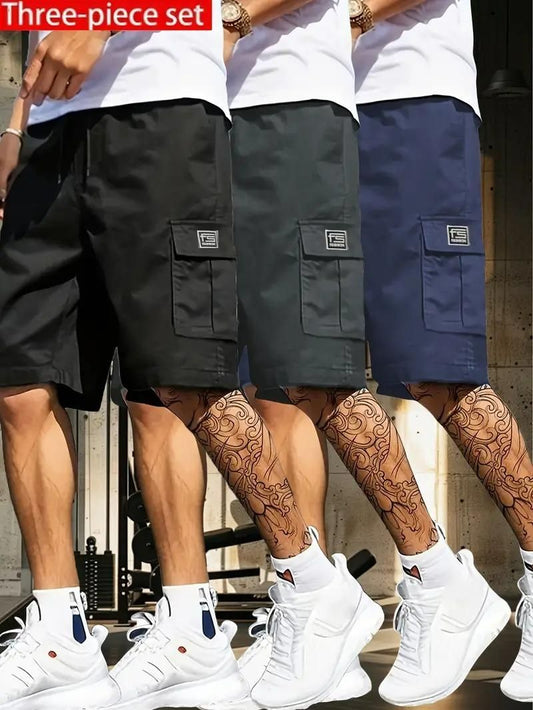Men’s 3-Pack Cotton Casual Cargo Shorts – Multicolor, Slim Fit, Comfortable Summer Wear