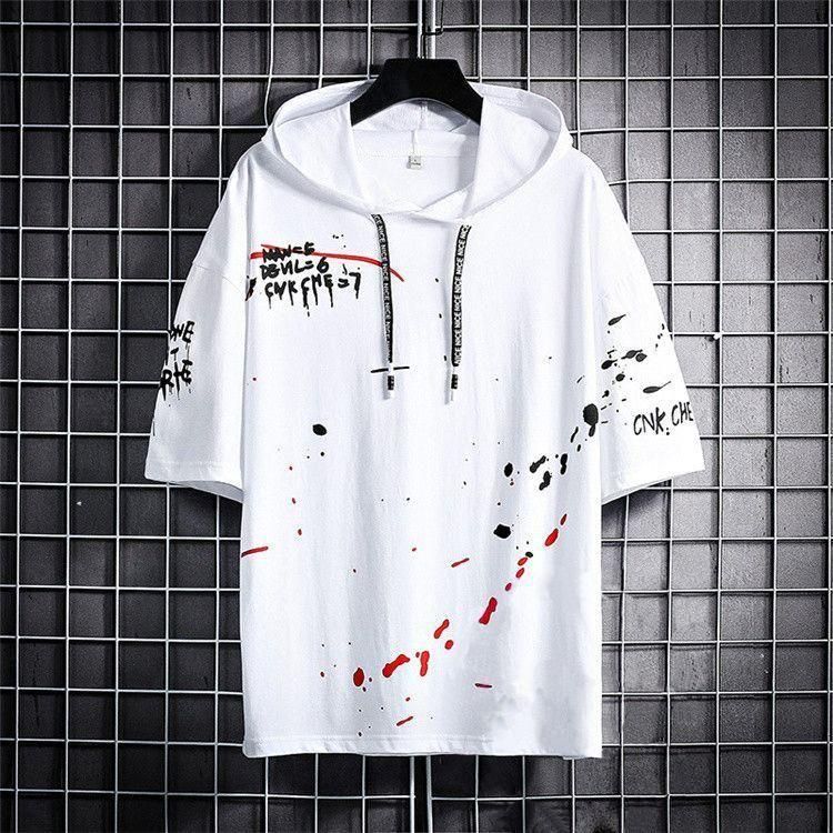 TRYTHIS Cotton Color Block Half Sleeves Hooded Neck Men’s T-Shirt