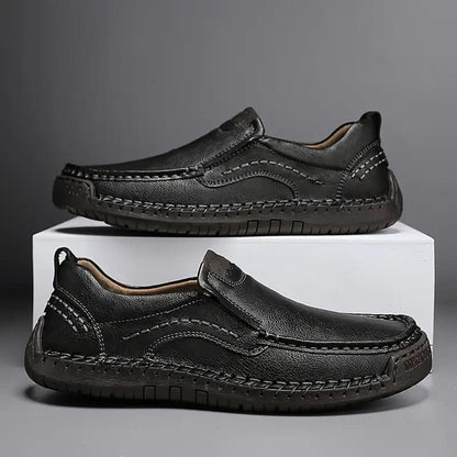 Men’s Stitching Breathable Slip-On Shoes – Anti-Skid Casual Footwear in Black/Brown