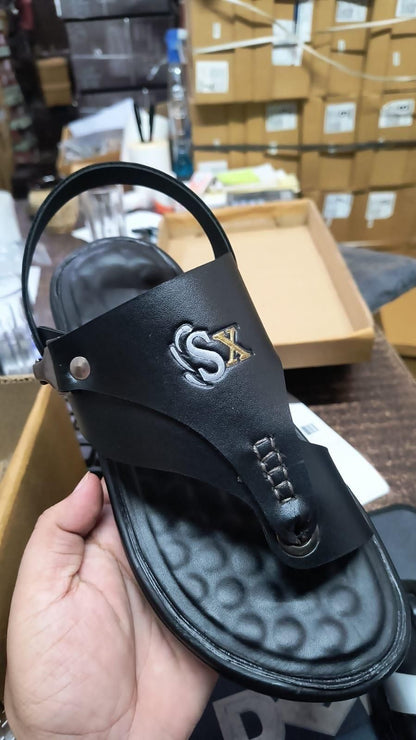 Men’s Casual PU Leather Sandals – Black/Brown Comfortable Dailywear with Synthetic Sole