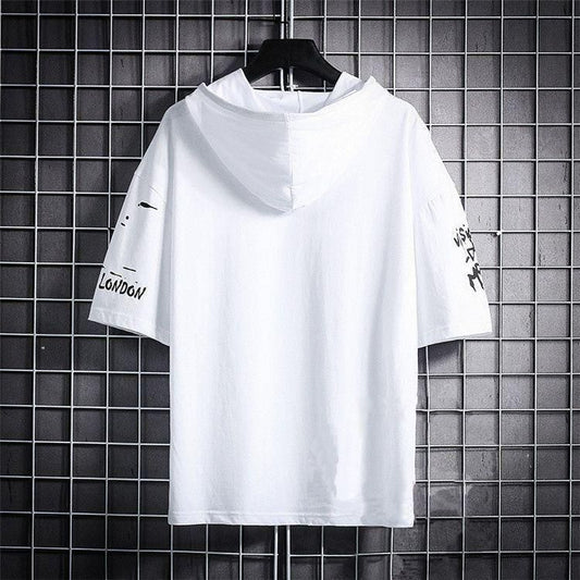 TRYTHIS Cotton Color Block Half Sleeves Hooded Neck Men’s T-Shirt