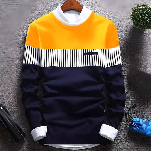 TRYTHIS Cotton Stripes Full Sleeves Round Neck Men’s T-Shirt