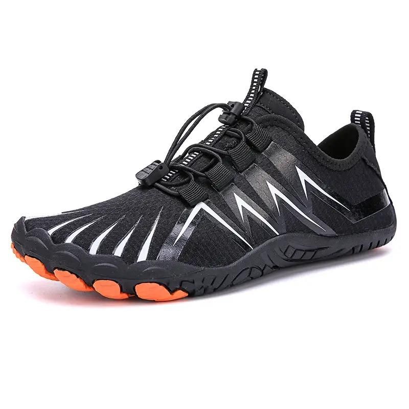 Men’s Non-Slip Barefoot Shoes – Black Mesh Casual Lace-Up Shoes, Lightweight & Comfortable