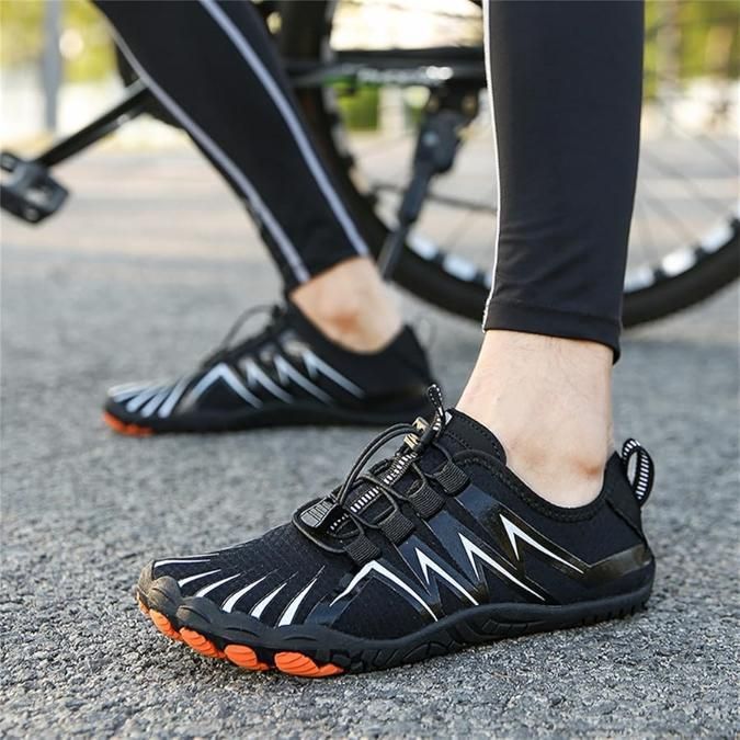 Men’s Non-Slip Barefoot Shoes – Black Mesh Casual Lace-Up Shoes, Lightweight & Comfortable