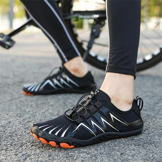 Men’s Non-Slip Barefoot Shoes – Black Mesh Casual Lace-Up Shoes, Lightweight & Comfortable