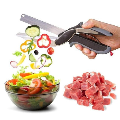 Clever Cutter 2-in-1 Food Chopper with Built-in Cutting Board | Stainless Steel Blade &amp; Ergonomic Handle