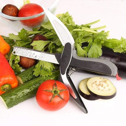 Clever Cutter 2-in-1 Food Chopper with Built-in Cutting Board | Stainless Steel Blade &amp; Ergonomic Handle
