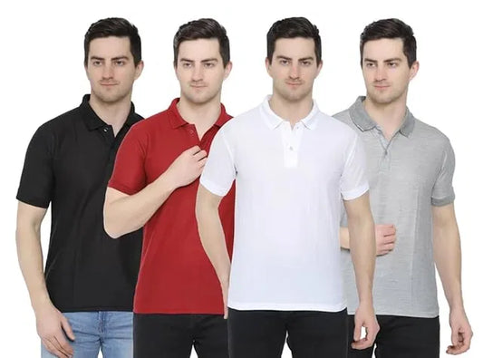 “Men’s Cotton Polo T-Shirt Pack of 4 – Comfortable, Breathable & Stylish Casual Wear”