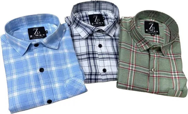 “Men’s 3 Pack Checkered Shirts – Comfortable & Stylish Casual and Office Wear”