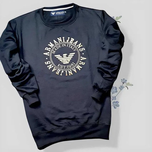 Men’s/Women’s Fleece Printed Black Sweatshirt | Full Sleeves, Regular Fit, Round Neck