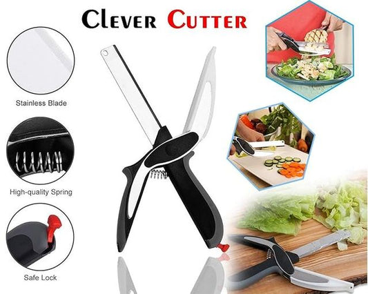 Clever Cutter 2-in-1 Food Chopper with Built-in Cutting Board | Stainless Steel Blade &amp; Ergonomic Handle
